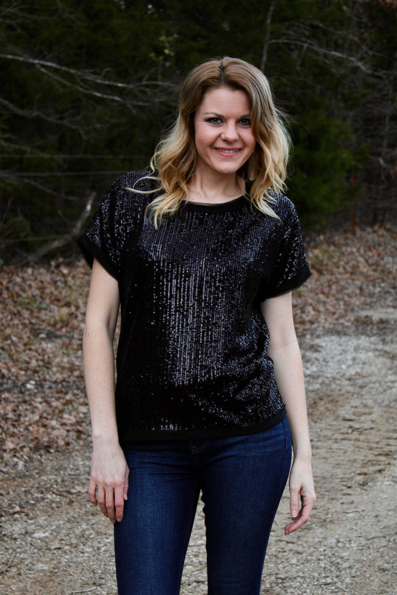 black sparkly shirt