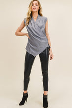 Load image into Gallery viewer, Cap Sleeve Wrap Shirt with Side Zipper