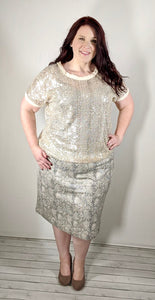 Cream Sparkly Sequin Shirt