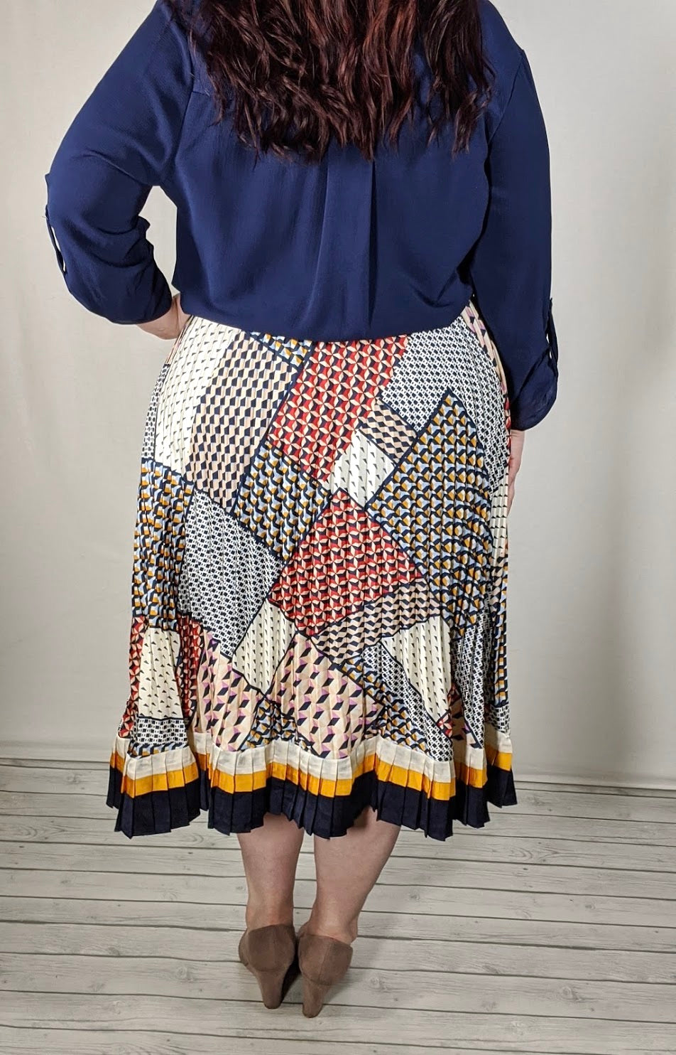 Plus Patchwork Pleated Skirt – Penn Claire