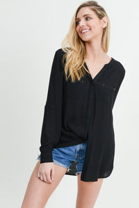 Long Hiden Black Shirt