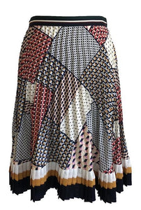 Plus Patchwork Pleated Skirt