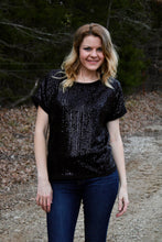 Load image into Gallery viewer, Black Sparkly Sequin Shirt