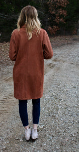 Chestnut Faux Suede Cardigan