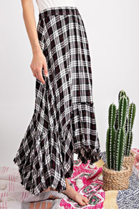 Plaid Yarn Crinkle Skirt